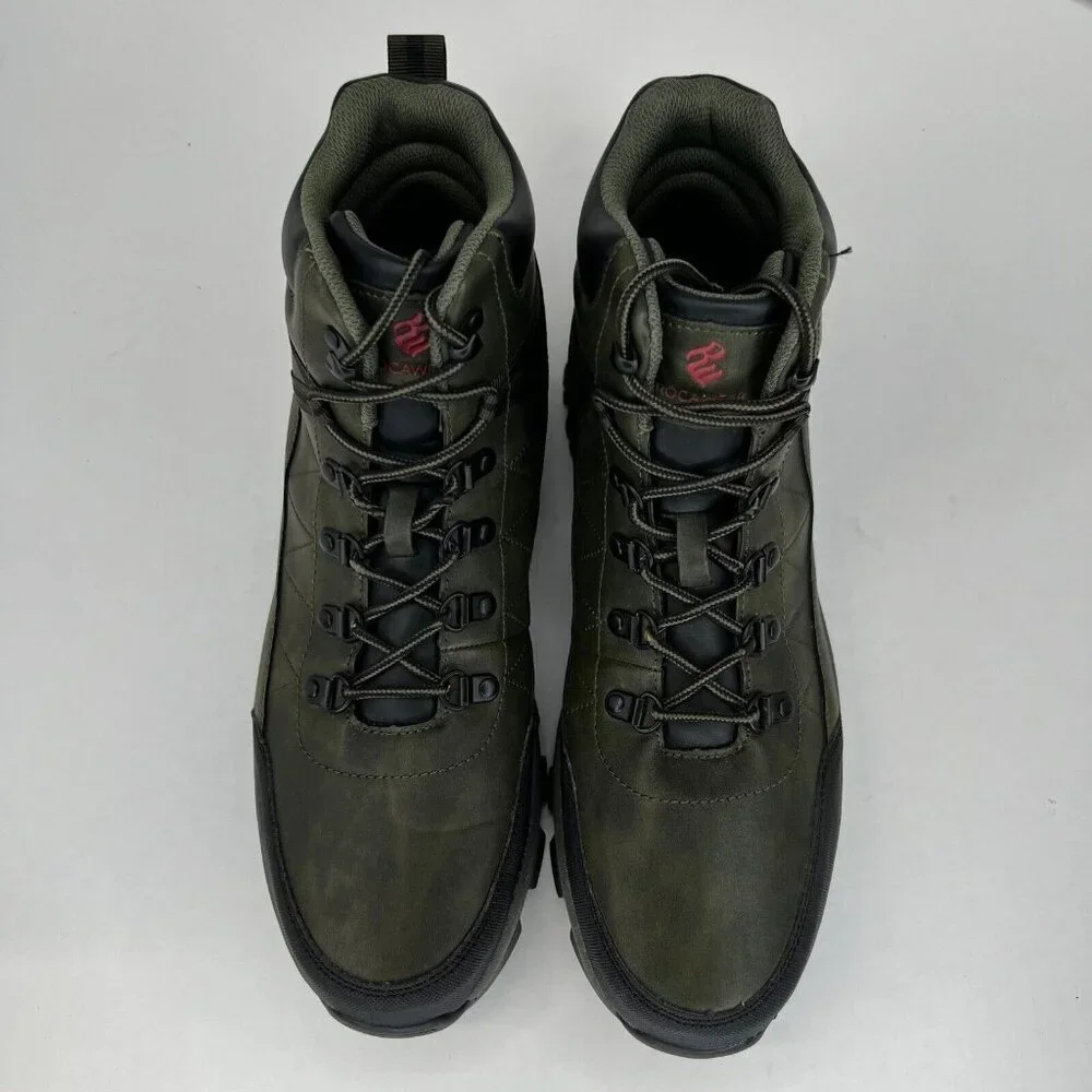 Rocawear Mens Madrid Green Lace Up Solid Faux Leather Size 13 Combat Ankle Boots